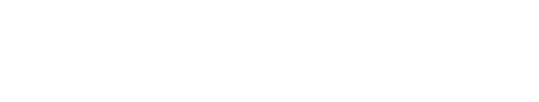 TinyHorse brand logo in sans-serif font, capital letters, white text