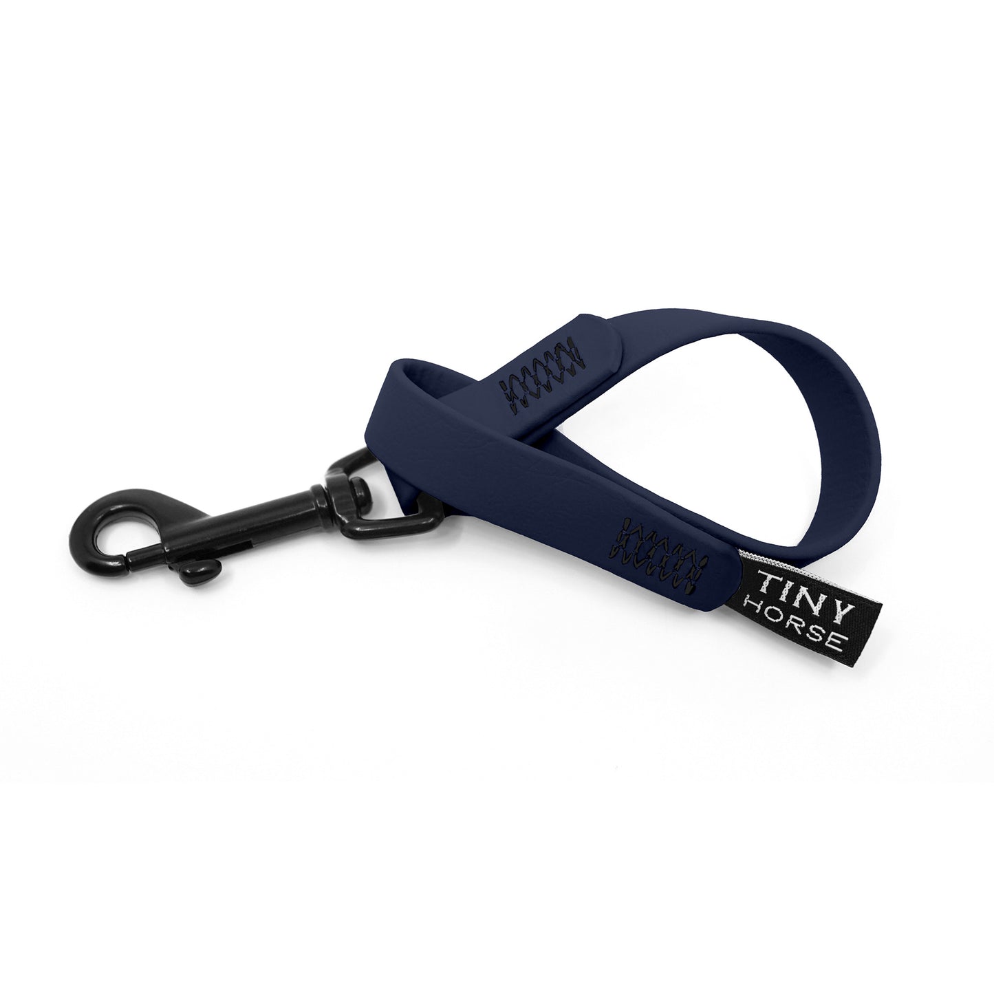A navy blue keeper in bio thane with a black trigger clip on a white background.