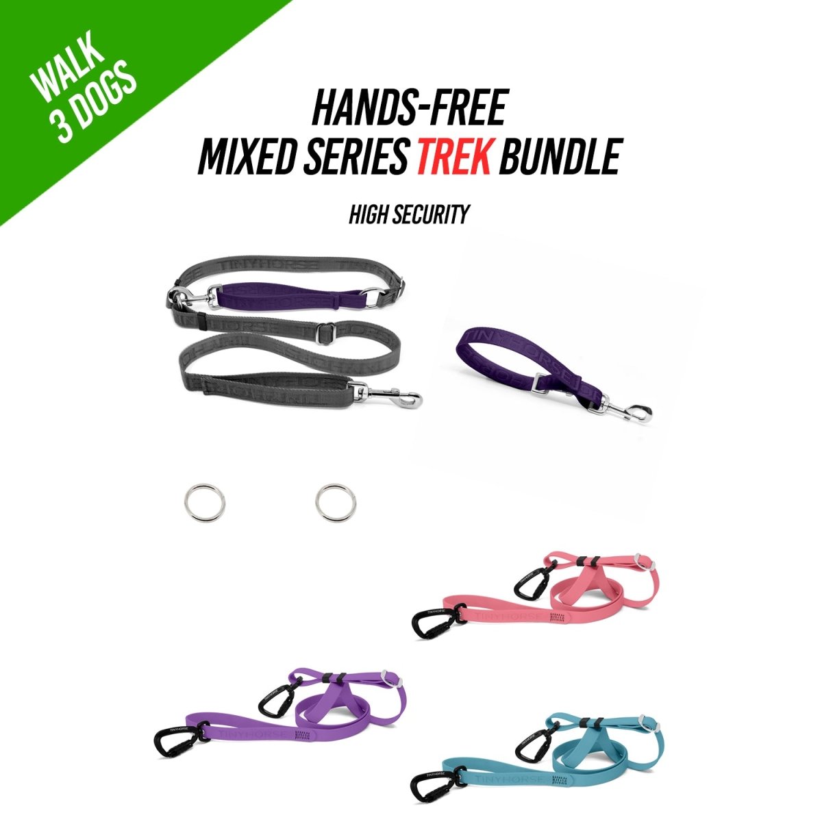 Walk 3 Dogs TREK Bundle - Hands - Free - High Security - Mixed Series - TinyHorse Mercantile