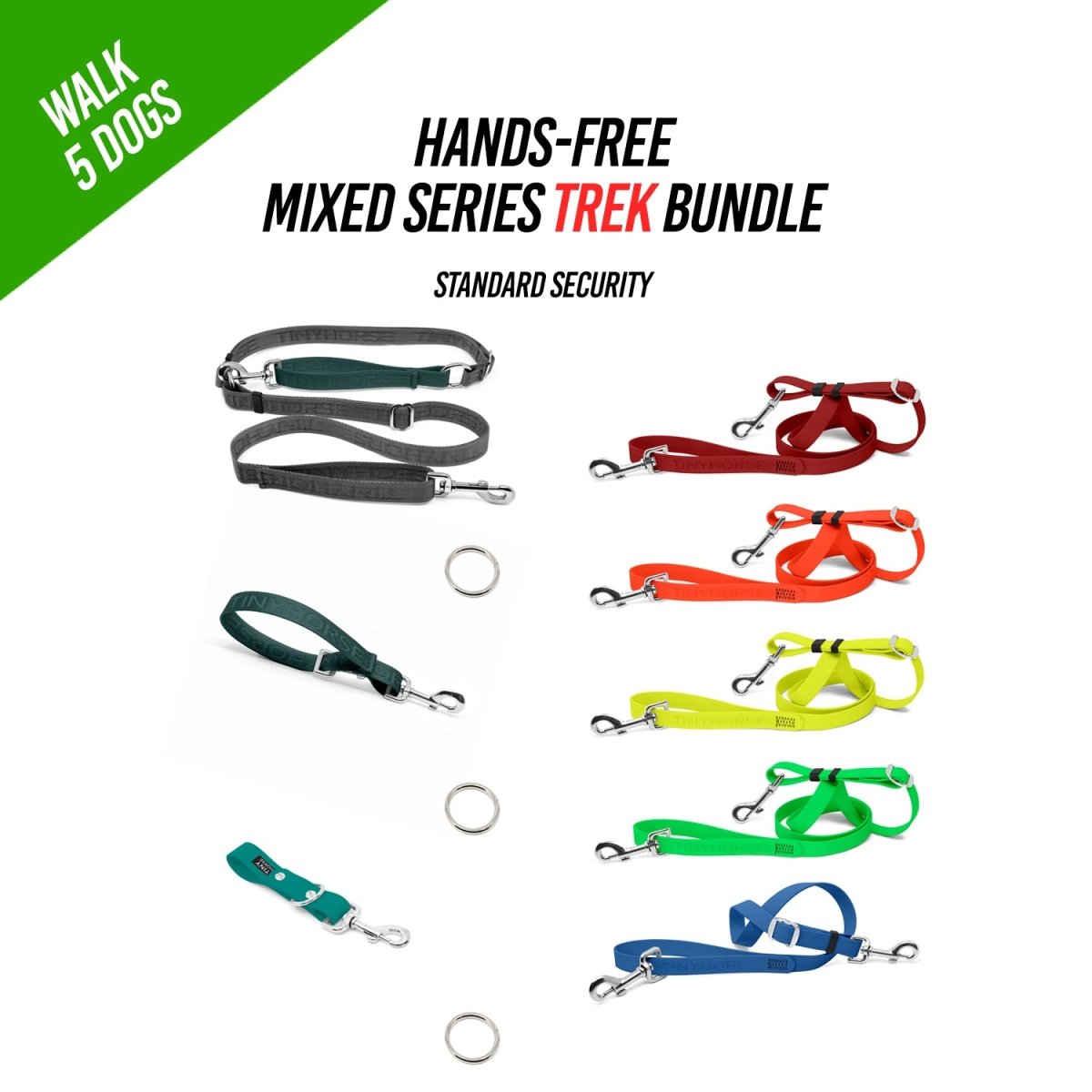 Walk 5 Dogs TREK Bundle - Hands - Free - Standard Security - Mixed Series - TinyHorse Mercantile