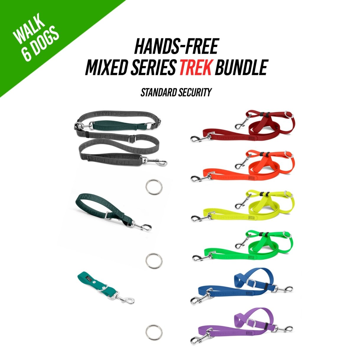 Walk 6 Dogs TREK Bundle - Hands - Free - Standard Security - Mixed Series - TinyHorse Mercantile
