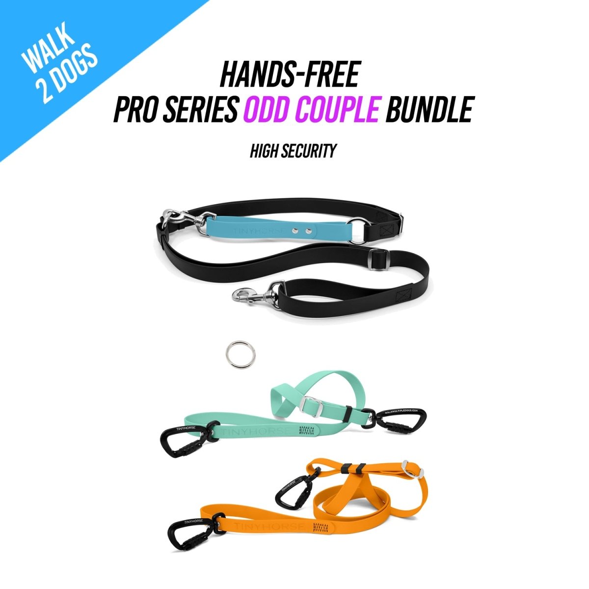 Walk 2 Dogs ODD COUPLE Bundle - Hands - Free - High Security - Pro Series - TinyHorse Mercantile