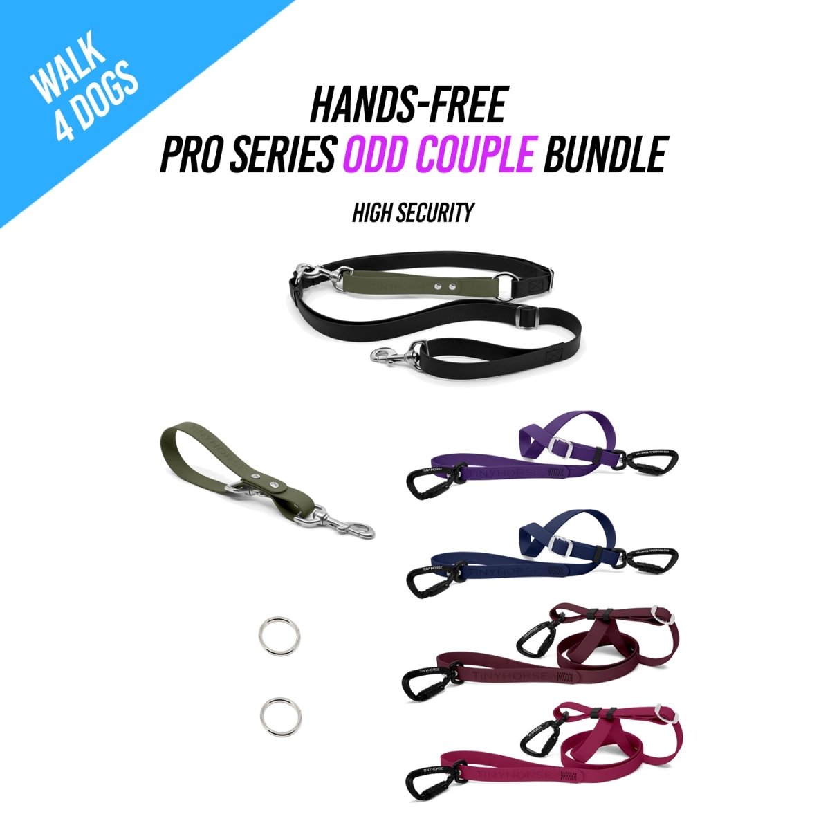 Walk 4 Dogs ODD COUPLE Bundle - Hands - Free - High Security - Pro Series - TinyHorse Mercantile
