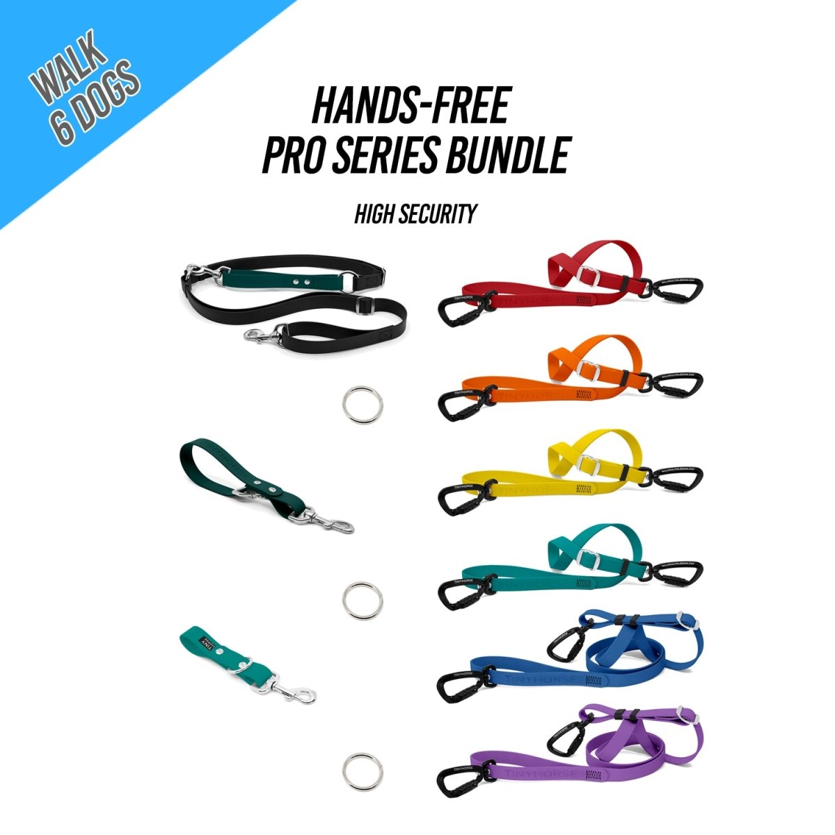 Walk 6 Dogs Bundle - Hands - Free - High Security - Pro Series - TinyHorse Mercantile