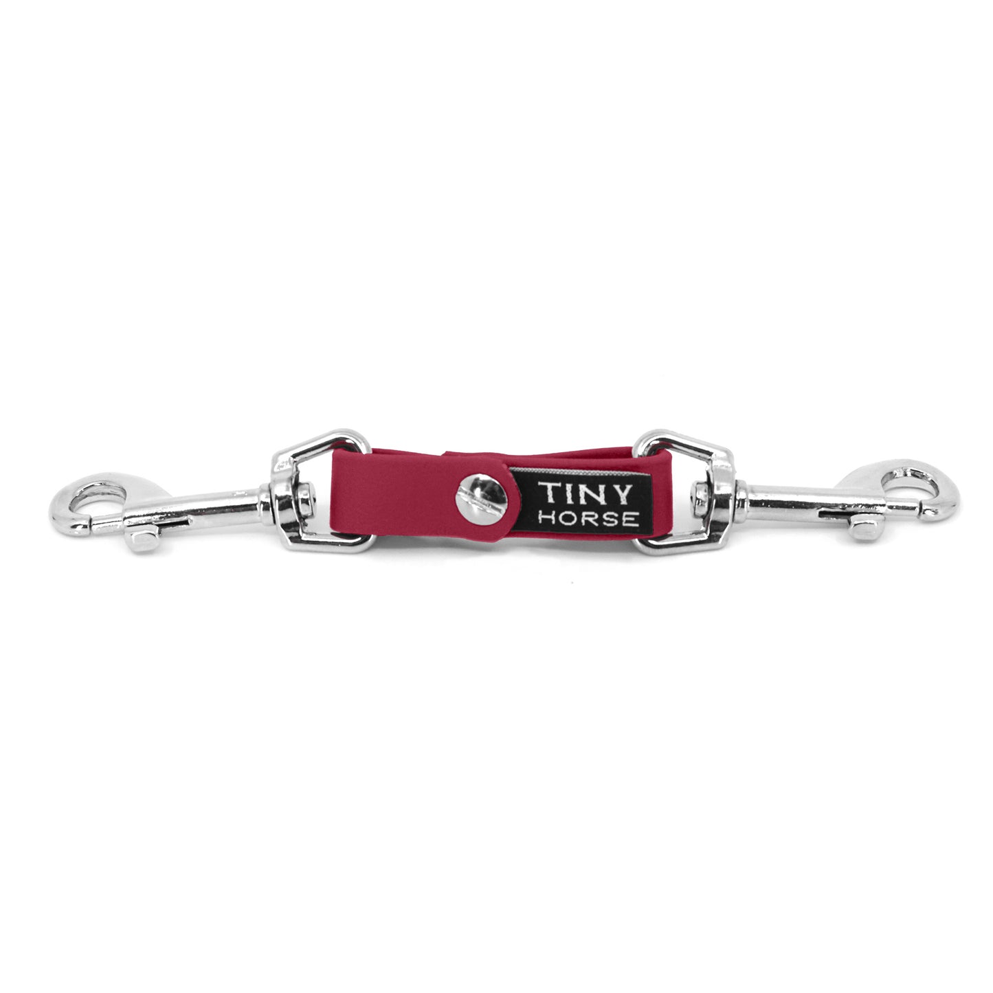 A magenta security strap on bio thane with two silver triggers on a white background.