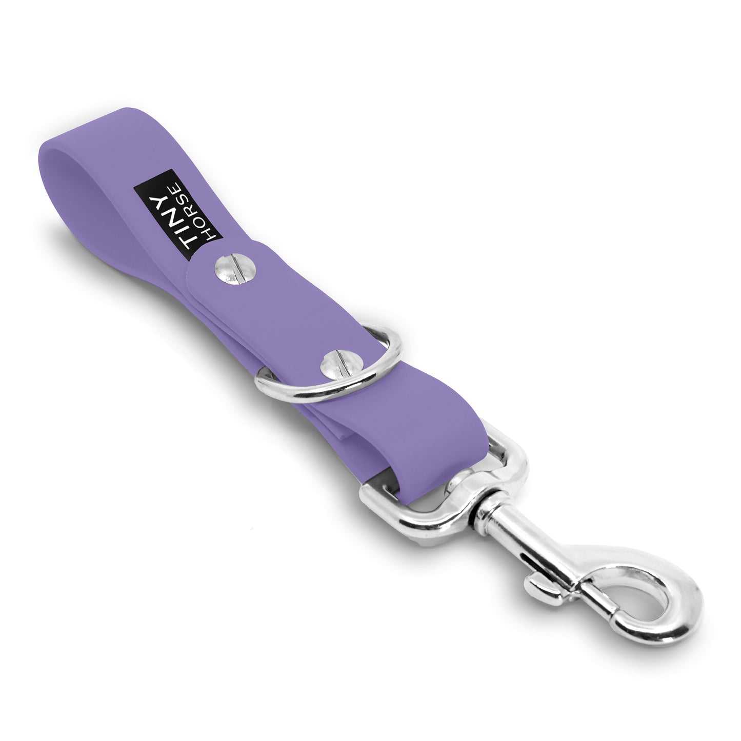 A periwinkle Sidekick Multiple - Hands free dog walking attachment with silver trigger clip on a white background.