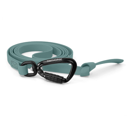 A eucalyptus step line in bio thane with auto-locking carabiner on a white background.