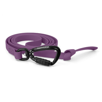 A grape  step line in bio thane with auto-locking carabiner on a white background.