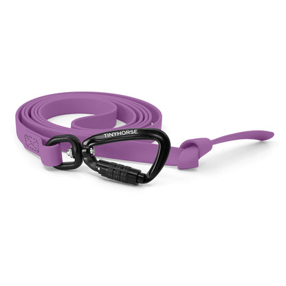 A lilac step line in bio thane with auto-locking carabiner on a white background.