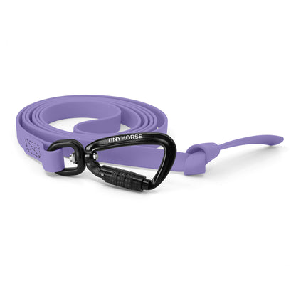A periwinkle step line in bio thane with auto-locking carabiner on a white background.