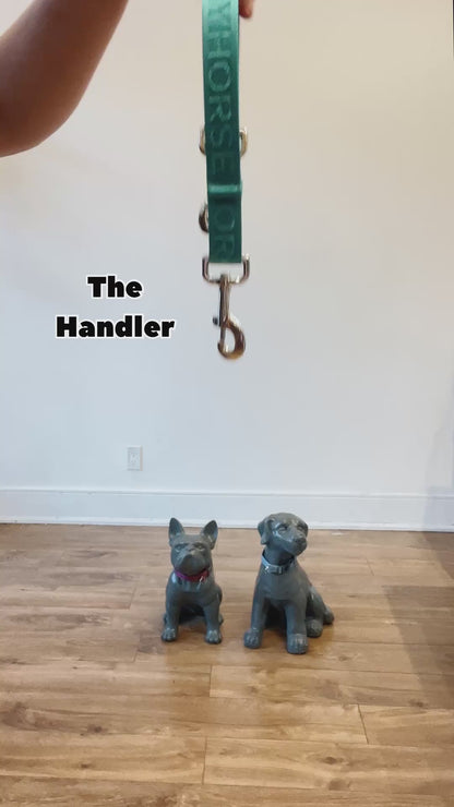 A demonstration of how to walk two dogs hands free using the Handler, a connecting ring and two Lead-All leashes. It’s shown how to clip all the pieces together, that the leashes don’t tangle, that it’s comfortable in your hand. It’s also shown how to adjust the leashes.